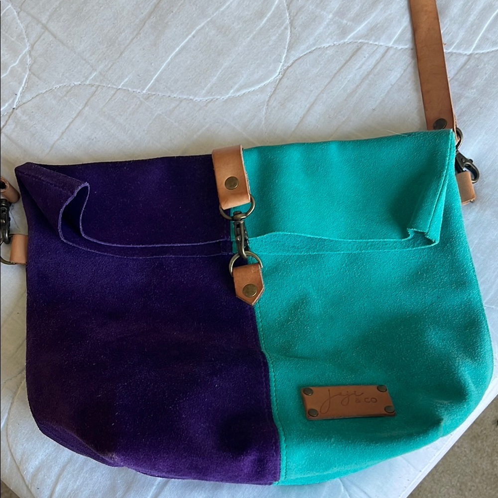 Joji and co x Neighborhood fiber co crossbody suede bag